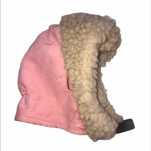 Small Pet Dog Hat Pink Corduroy Faux Shearling Sherpa